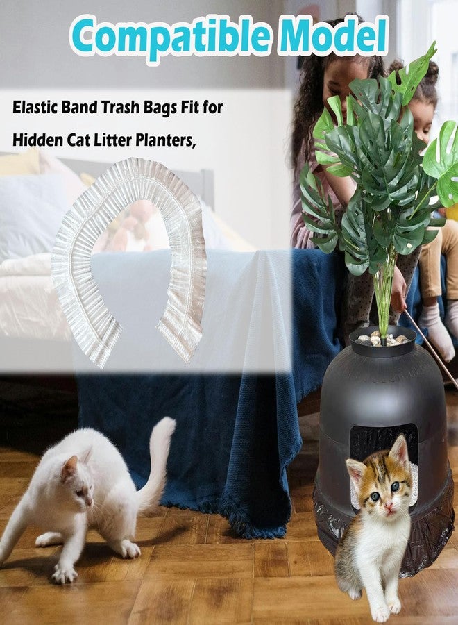 أكياس فضلات القطط من TeurWone، عبوة من 50 كيسًا، متوافقة مع صناديق فضلات القطط ذات الغطاء، أكياس قمامة مطاطية للتخلص من فضلات القطط، مقاومة للماء والتسرب (شفافة). - Image 2
